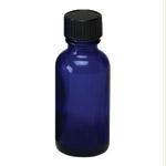 1/2 oz. Cobalt Blue Boston Round Bottle with Cap 6 count